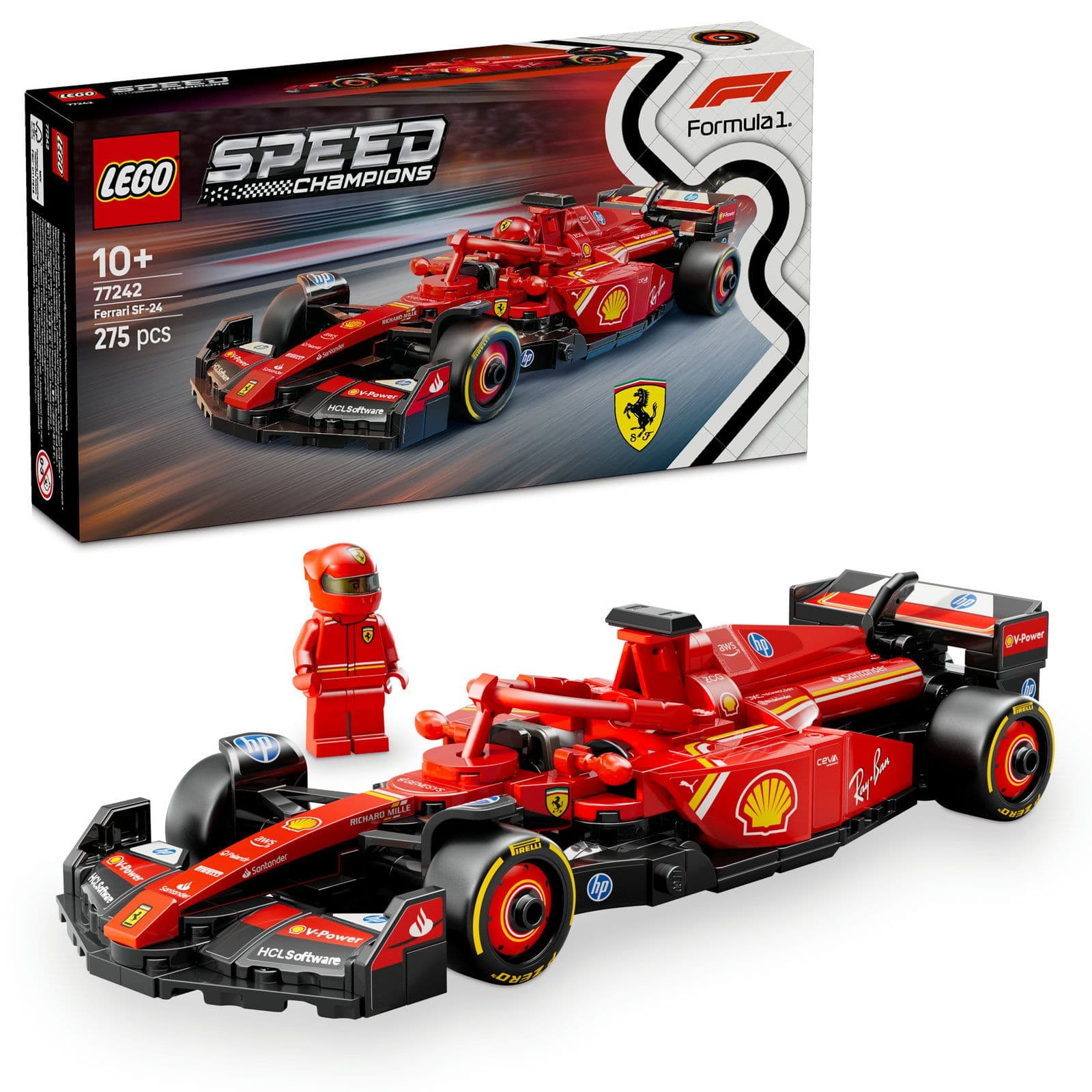 Lego Speed Champions Ferrari Sf-24 F1 Race Car 77242 Building Set (275 Pieces)