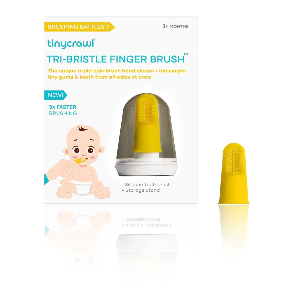 Tinycrawl Tri Bristle Finger Brush 3 Sided Silicone Finger Brush And Tongue Scraper