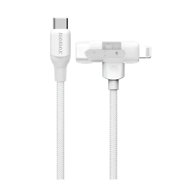 Momax 1-Link Flow Duo 2In1 Usb-C To Usb-C+Lightning Cable 1.5M (Color: White)