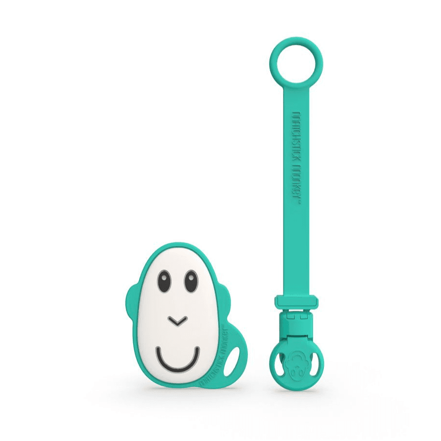 Matchstick Monkey Flat Face Teether And Soother Clip Green