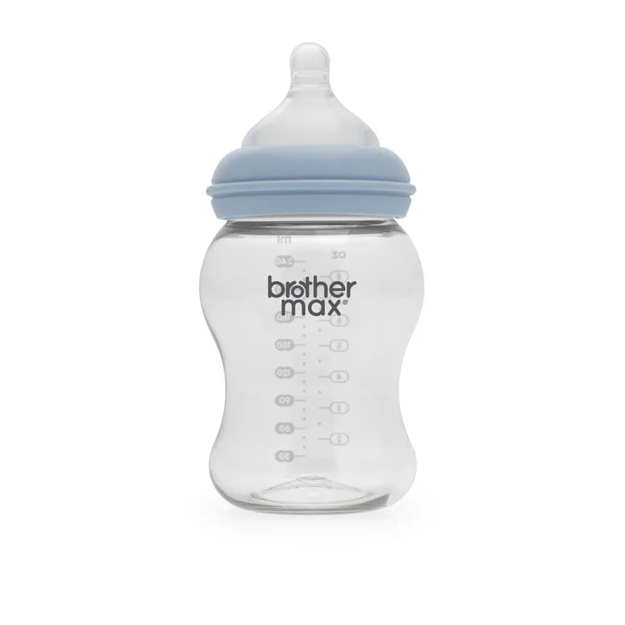 Brother Max - Pp Extra Wide Neck Feeding Bottle 240Ml/8Oz + M Teat (Blue)