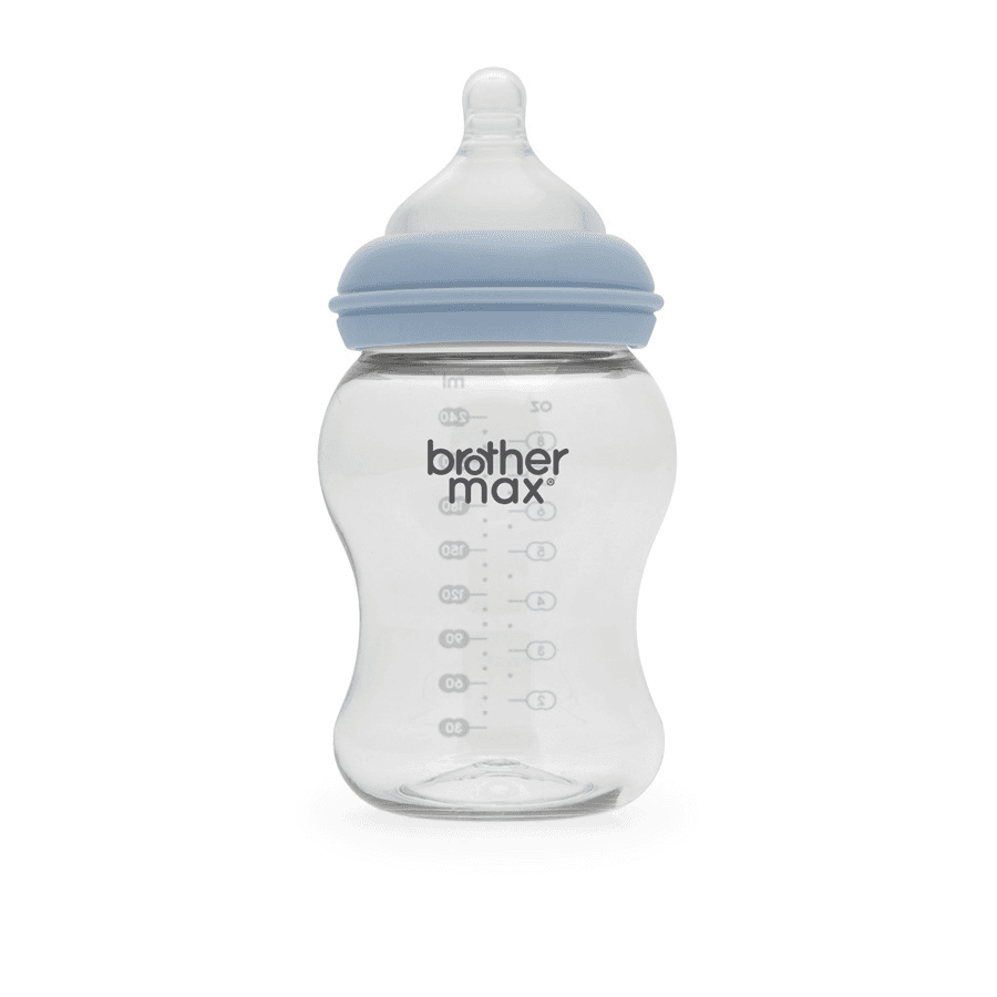 Brother Max - Pp Extra Wide Neck Feeding Bottle 240Ml/8Oz + M Teat (Blue)