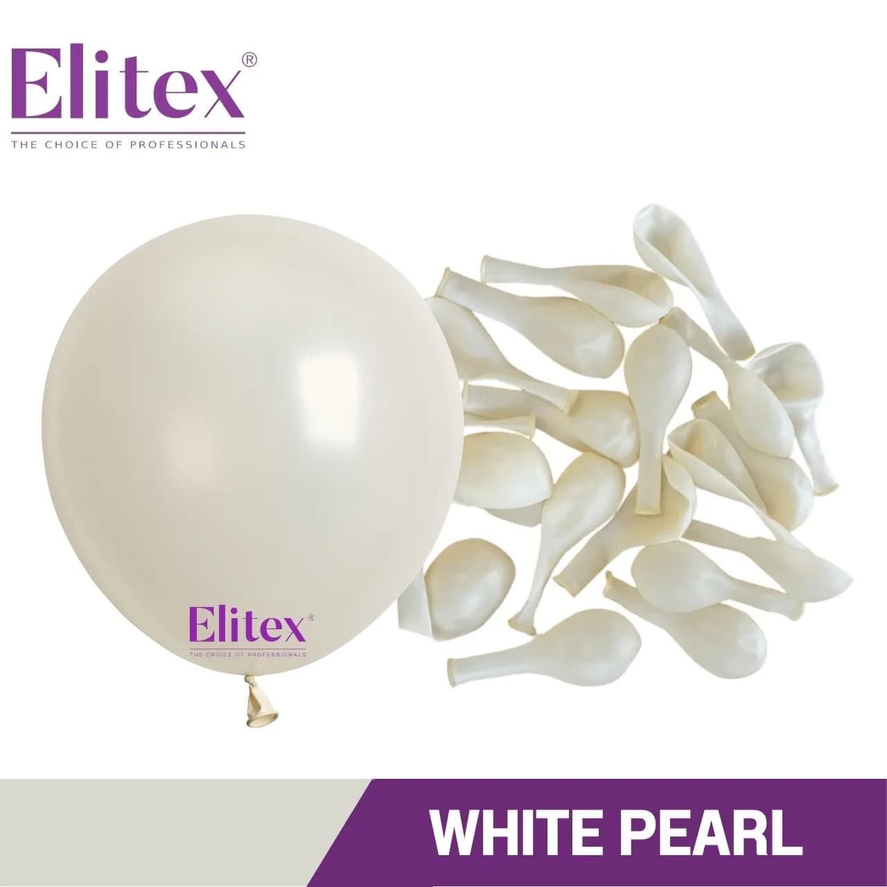 12 Inch Round Balloon White Pearl (50 Pcs)