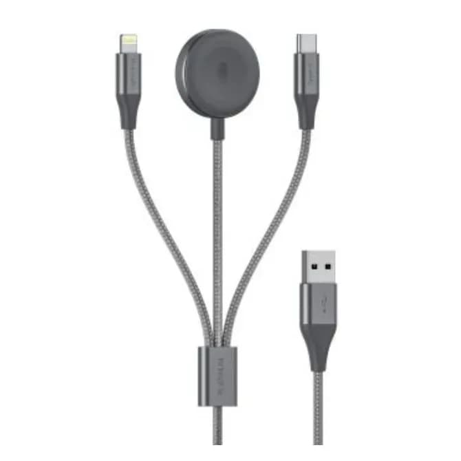 Platinum Super Series Cable 3 In 1 1.5M With Watch Charger - Grey - P-Cbsup3N1Gr