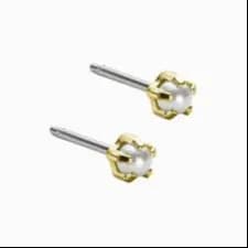 Blomdahl Golden Titanium 4Mm Earring Prong Set Pearl D