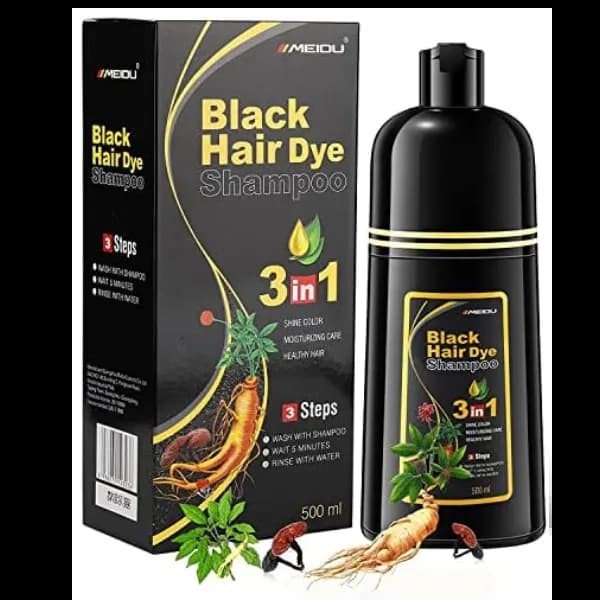 3 In 1 Instant Black Hair Deye Color Shampoo Easy To Use And Long Lasting, Organic Natural Fast Hair Dye, 100% Grey Coverage In Minutes For Women & Men