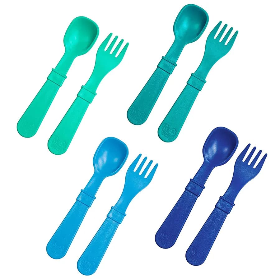 Re-Play - Packaged Utensils (Spoons And Forks) - Pack Of 8 (True Blue)