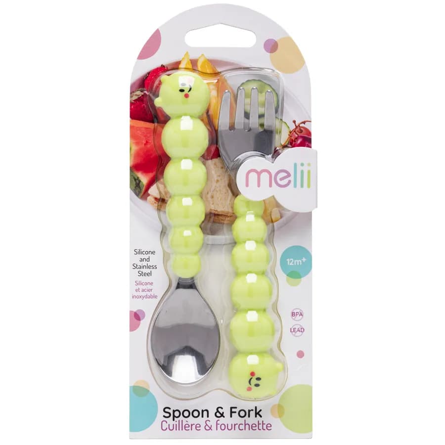 Melii Silicone Caterpillar Spoon & Fork Set