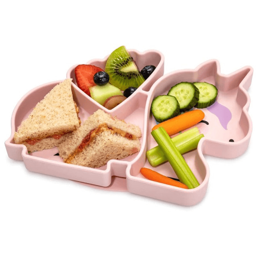 Melii Divided Silicone Suction Plate Pink Unicorn