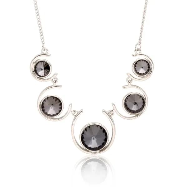 Stainless Steel 5 Stone Necklace 33045 Silver And Black