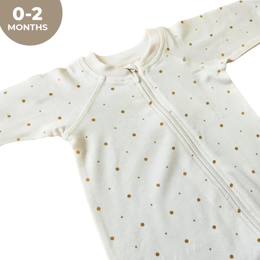 Elli Junior Bamboo Two Way Zip Pyjamas Golden Dots (0-2M)