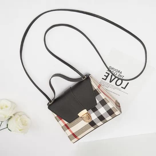 Fn-Mini Small And Square Trendy Custom Logo Shoulder Handbags For Women - Black