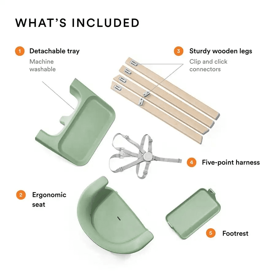 Stokke Clikk Highchair (Clover Green) + Travel Bag (Dark Grey)