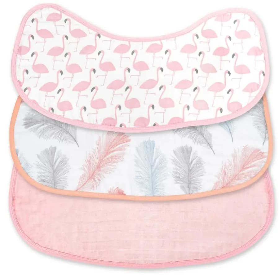 Moon Organic Burpy Bib Pack Of 3 (Feather & Pink)