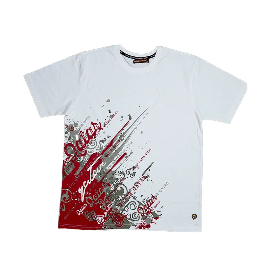 Round Neck Tshirt - White - Red Splash Qatar - Unisex