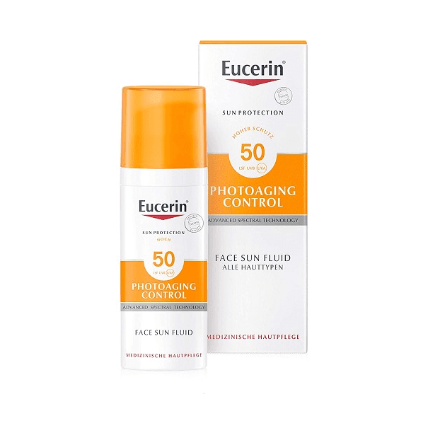سائل شمس يوسيرين بمعامل حماية من الشمس SPF50+ للحماية من تأثيرات الشيخوخة الناتجة عن الشمس 50 مل