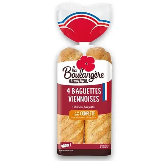 La Boulangere Viennoises Wholemeal Brioche Baguettes 4Pcs, 340G