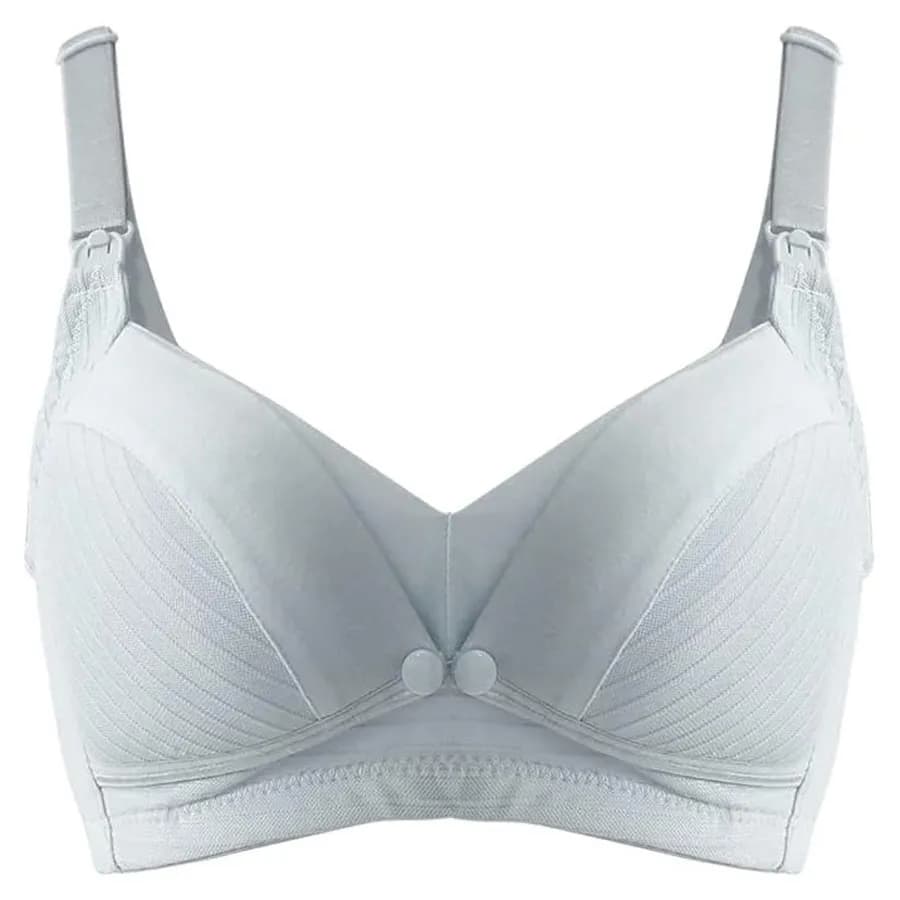 Okus - Comfy Cotton Maternity & Nursing Bra - Light Grey (Large)