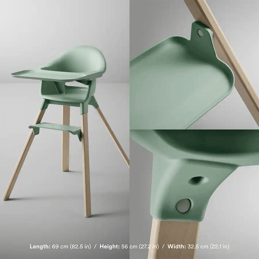 Stokke Clikk Highchair (Clover Green) + Travel Bag (Dark Grey)