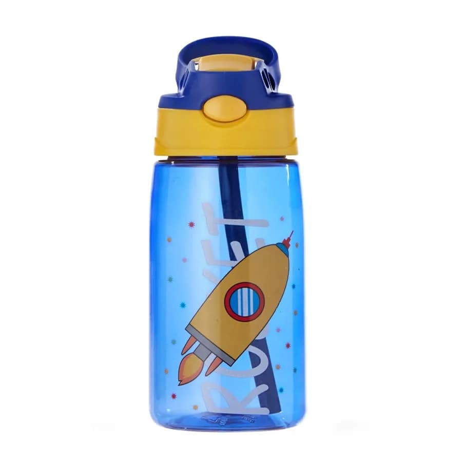 Bonjour Sip Box Kids Water Bottle With Straw Leakproof And Spill Proof - 480 Ml (Blue Rocket)