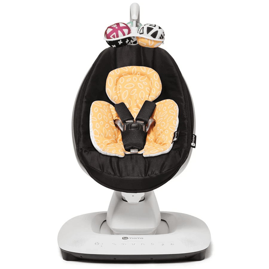4Moms MamaRoo 5 Multi-Motion Baby Swing (Black) + Newborn Insert(YelloWithMesh)