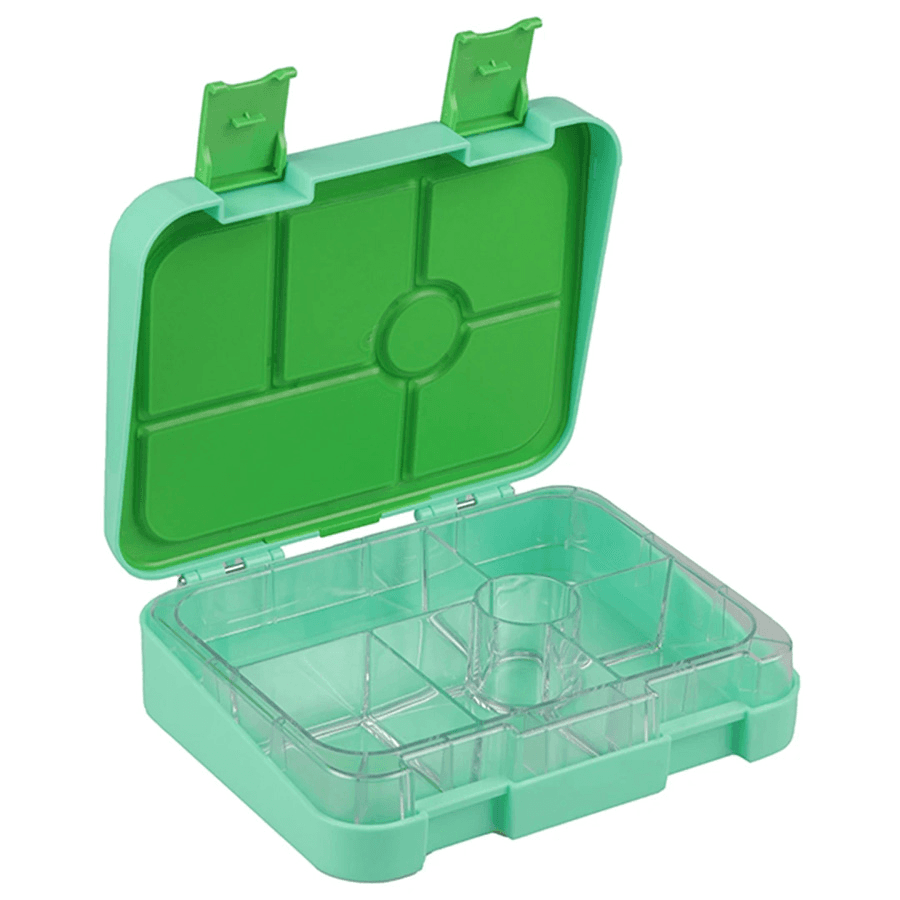 Bonjour Tiff Box Dual Clip Bento Lunch Box, 6/4 Compartments (Green Penguin)