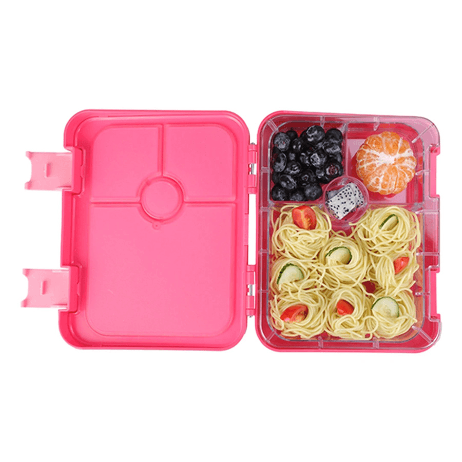 Bonjour Tiff Box Dual Clip Bento Lunch Box, 6/4 Compartments (Pink Unicorn)