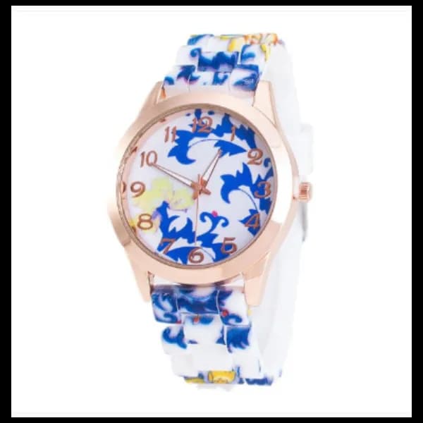 Floral Dial Silicone Band Analog Watches For Women