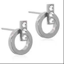 Blomdahl Natural Titanium Chic Hollow 10/8Mm Crystal Earring K