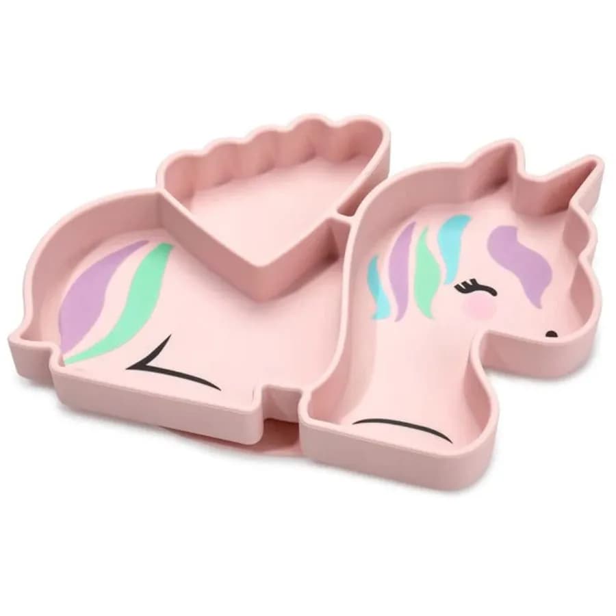 Melii Divided Silicone Suction Plate Pink Unicorn