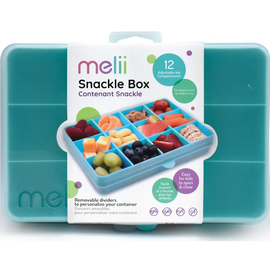 Melii Snackle Food Container With Removable Divider Turquoise 4Oz