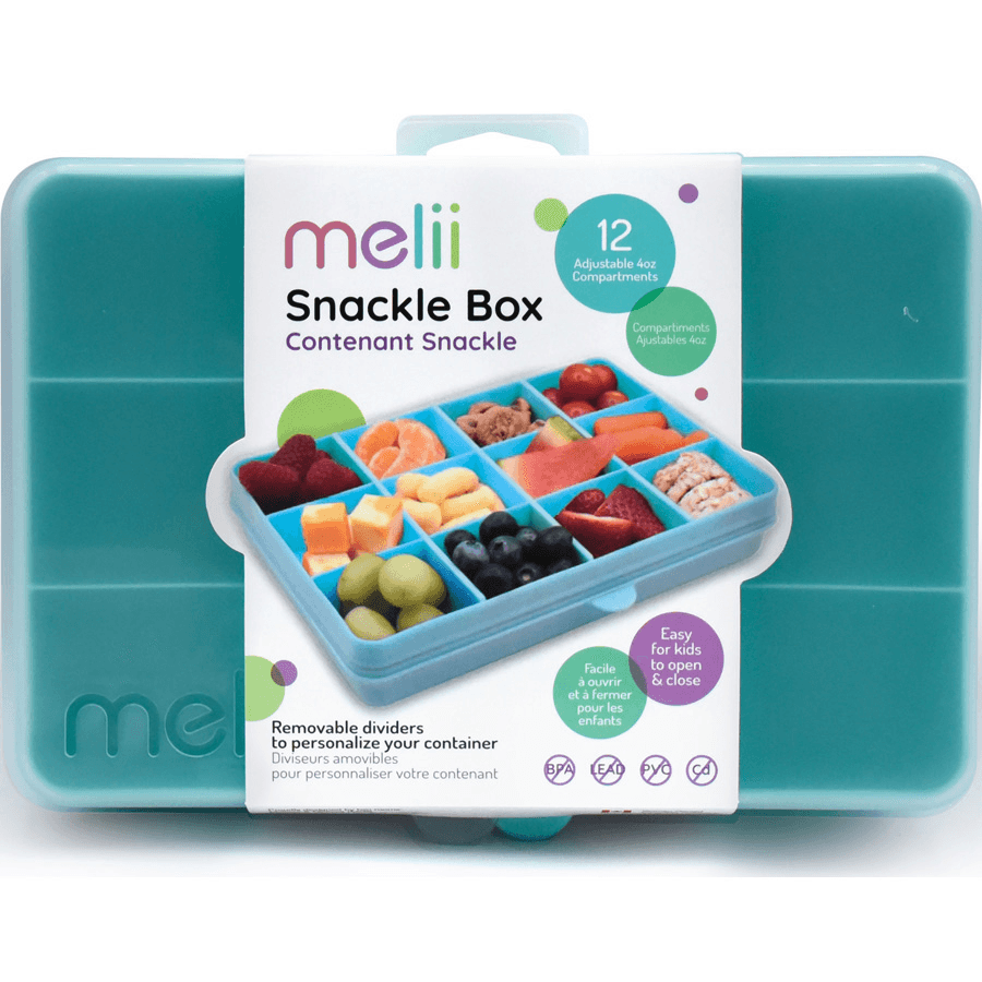 Melii Snackle Food Container With Removable Divider Turquoise 4Oz