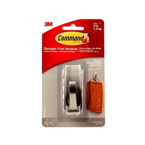 3M Command Mr02Bn Modern Reflections Metal Hook, Medium, Holds 1.3 Kg. Each Hook 1 Hook And 2