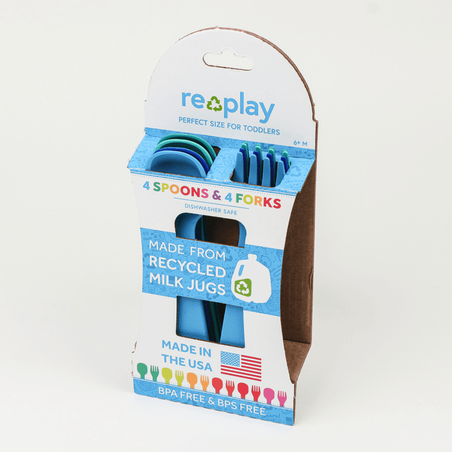 Re-Play - Packaged Utensils (Spoons And Forks) - Pack Of 8 (True Blue)