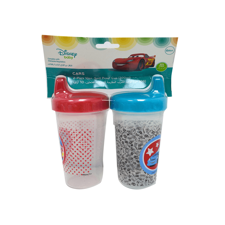 Disney - Bpa Free Baby Sippy Cup, 12 Months+, 300Ml, Pack Of 2 - Cars - Mix