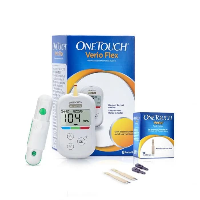 One Touch Verio Flex Blood Glucose Monitor 100 Test Strips & Lancets