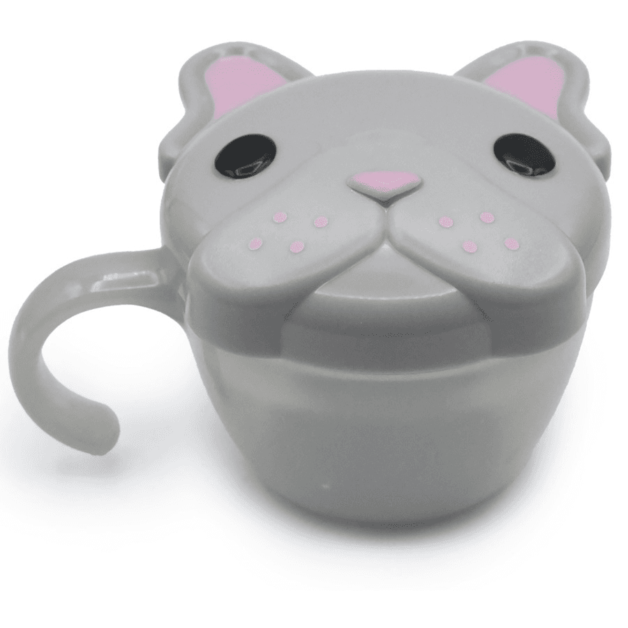 Melii Snack Container With Finger Trap - Grey & Pink Bulldog