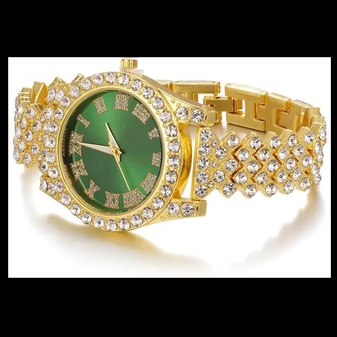 Jongo Rhinestone Trend Ladies Roman Dial Watch Watch Stainless Steel Bracelet - Green