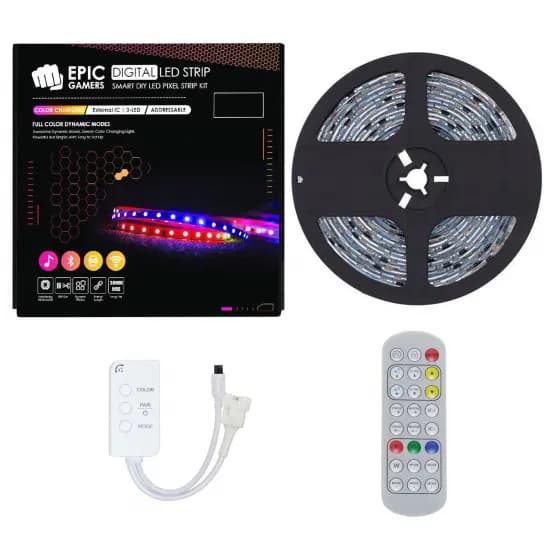 Epic Gamers Smart Addressable Rgb Led Strip / Remote & App Control / 10 Meters