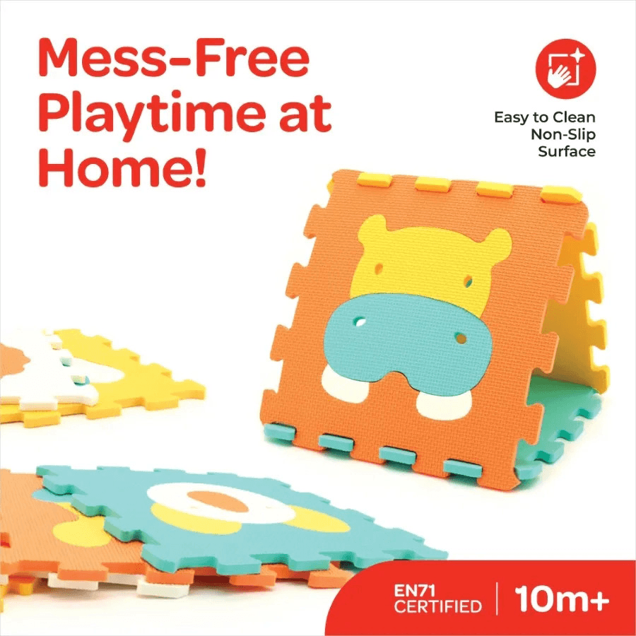 Moon Puzzle Activity Floor Mat Animal World 9Pcs