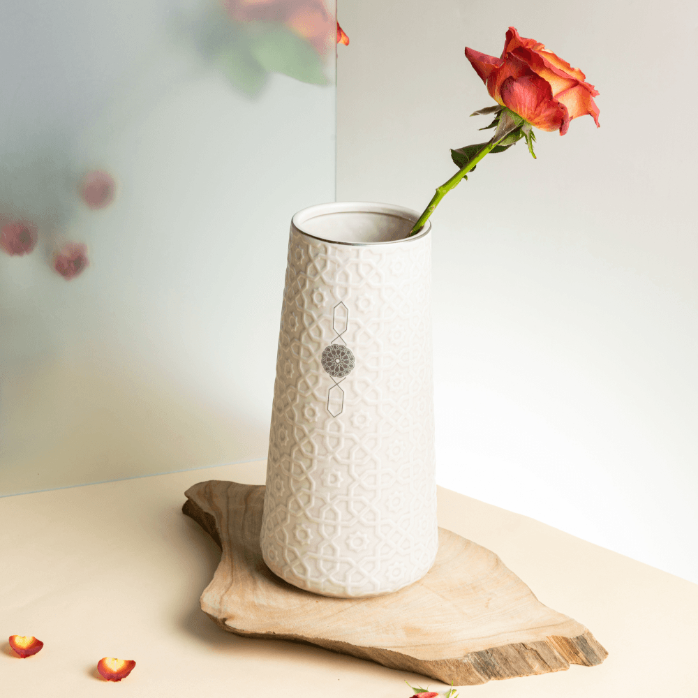 Large Flower Vase From Rossete - Beige Et2213