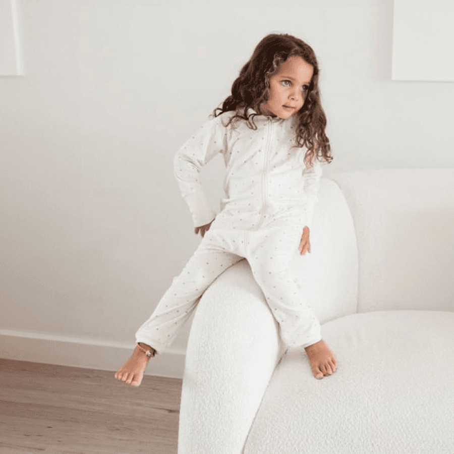 Elli Junior Bamboo Two Way Zip Pyjamas Golden Dots (2-6M)