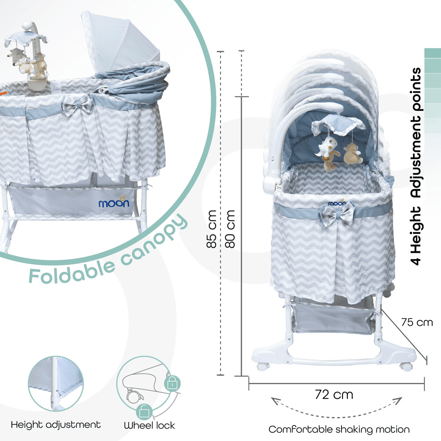 Moon Soffy - 4 In 1 Convertible Cradle (Grey Line)