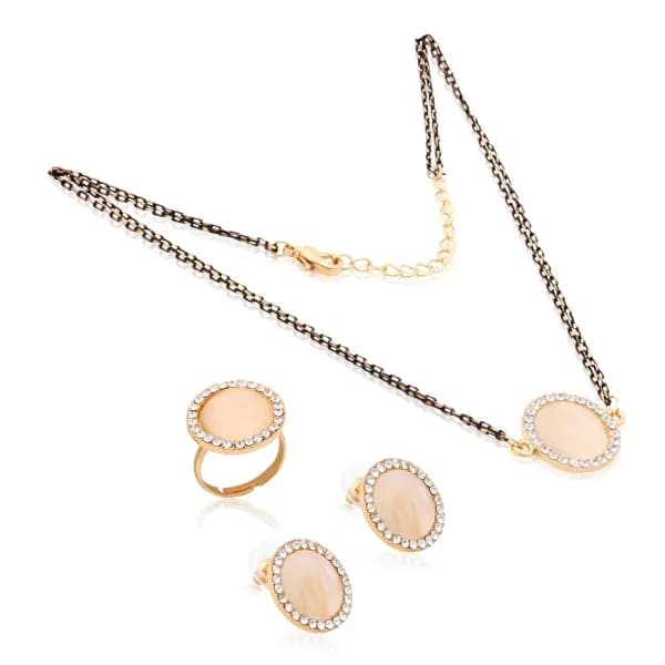 Kavani Ocean Pearl Necklace Set 32932 White And Gold