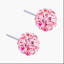 Blomdahl Natural Titanium 6Mm Crystal Ball Light Rose Earring D