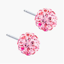 Blomdahl Natural Titanium 6Mm Crystal Ball Light Rose Earring D