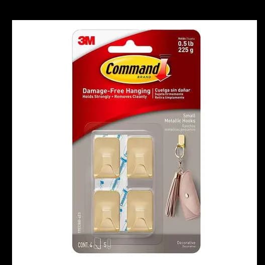 3M Command Small Metallic Hook Gold