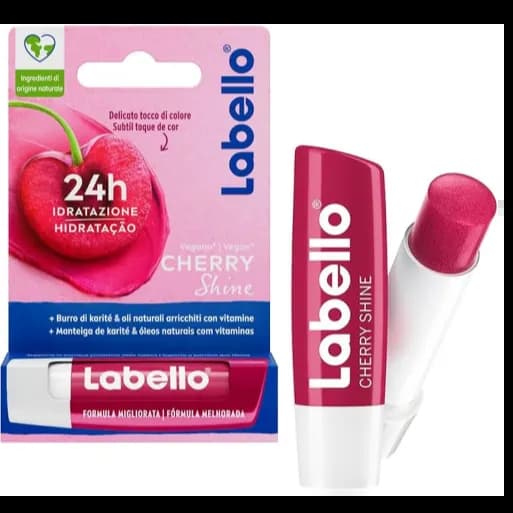 Labello Cherry Shine Lip Balm With Natural Oils & Shia Butter 4.8G