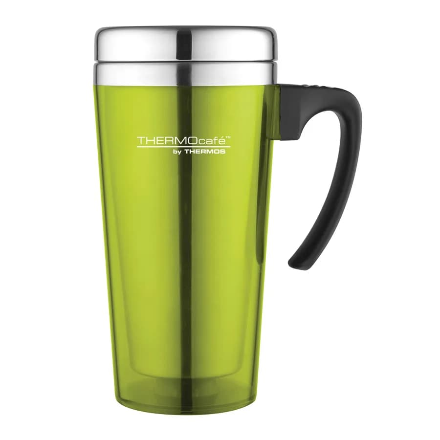 Thermos Stainless Steel With Plastic Cover Drinking Mug 400 Ml (Lime Green)