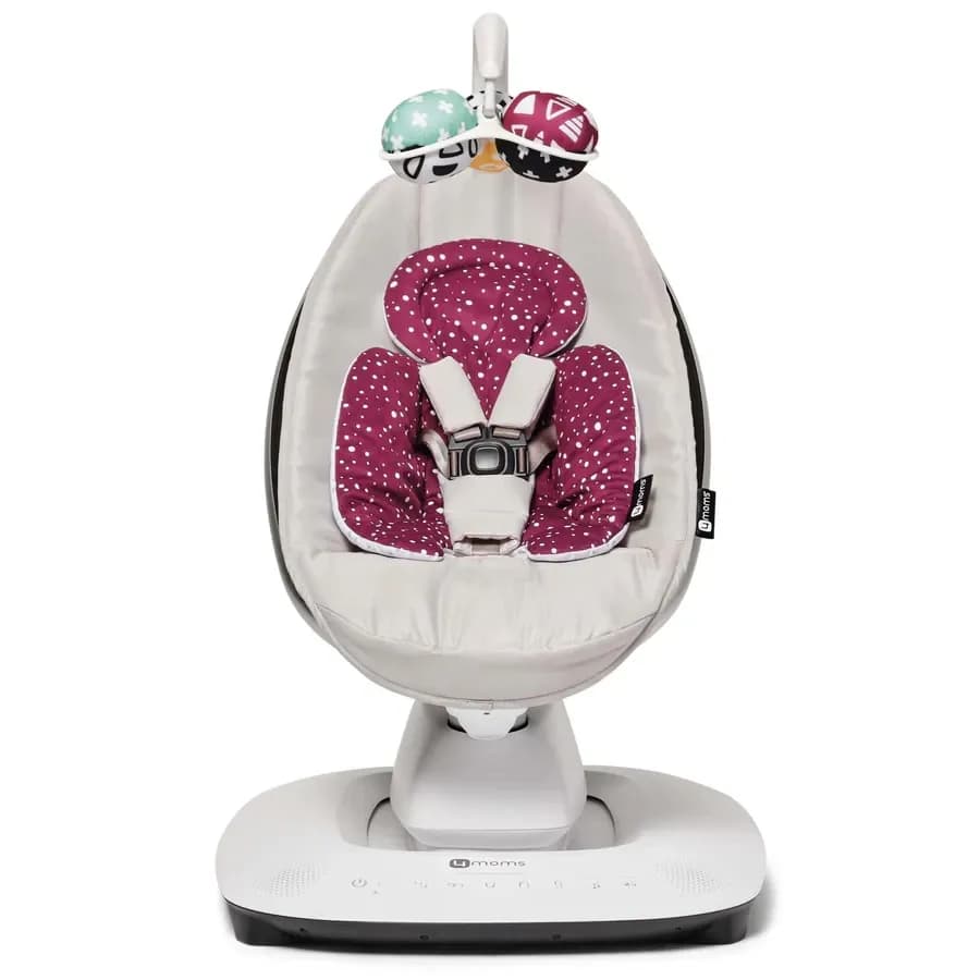 4Moms MamaRoo 5 Multi-Motion Baby Swing (Grey) + Newborn Insert (Maroon/Plush